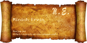 Minich Ervin névjegykártya